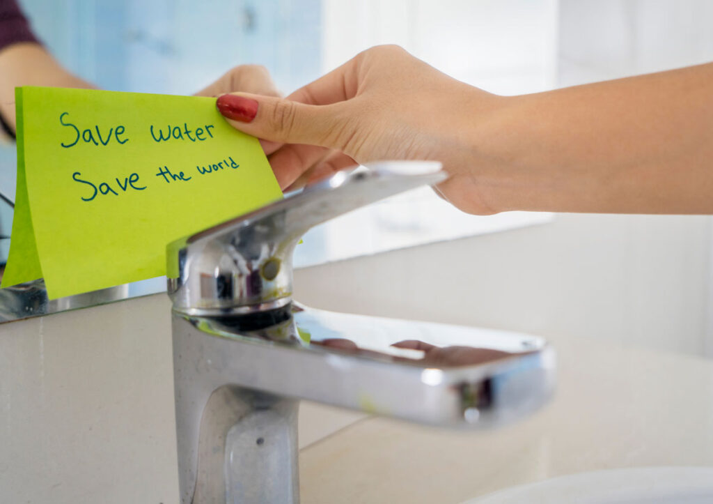Save water by fixing leaky faucets and using less